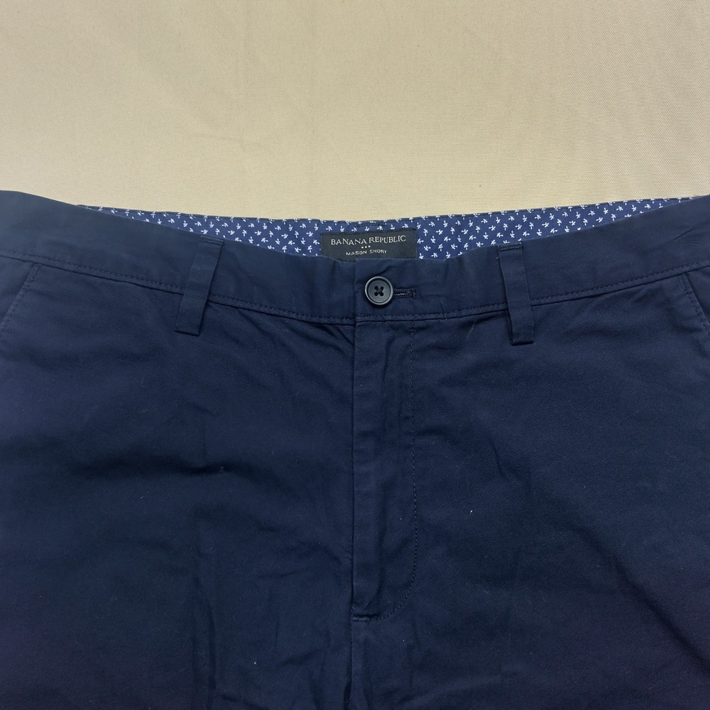 Banana Republic Mason Short Mens 34 Preppy Navy Summerweight Chino 570614